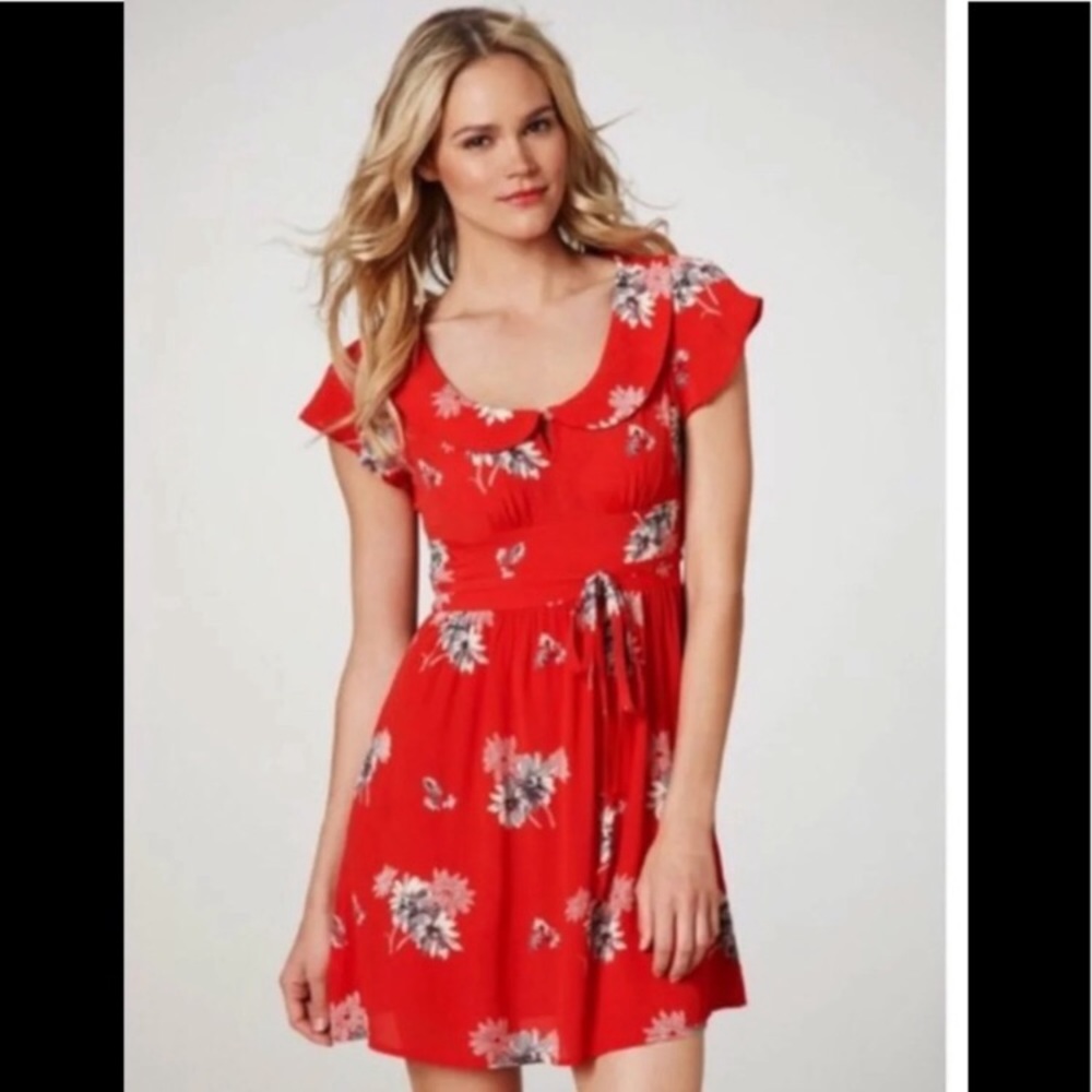 American Eagle Floral Red Mini Dress 6